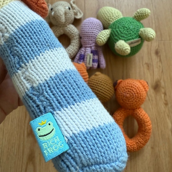 ✨ lot of 6 cheengoo knit animal rattle baby elephant, fox, bear, turtle, octopus - Picture 9 of 11